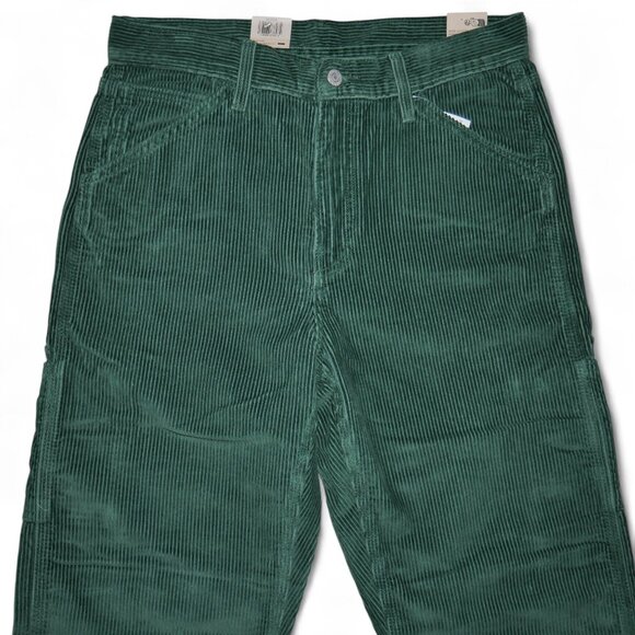 Levis 568 Loose Fit Corduroy Carpenter Pants Mens 33x34 Green Y2K Skater Utility - Picture 9 of 16